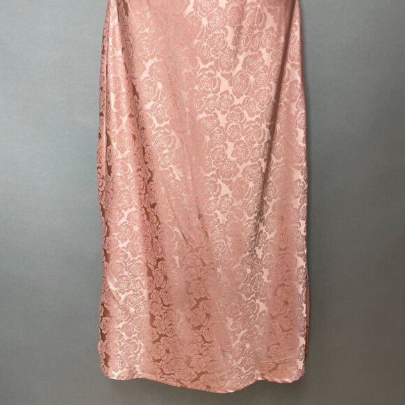 Lulus Dress Cowl Neck Pink Floral Print Iridescent Size Small Midi Side Slit - Picture 4 of 13